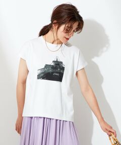 【UNFILO/接触冷感/Sサイズ有】プリント＆総柄 フレンチスリーブ Tシャツ