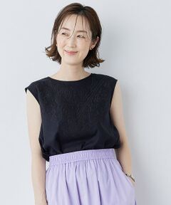 【撥水】レーヨン麻ライト刺繍ブラウス