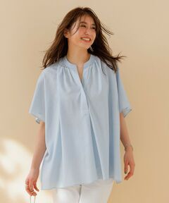 【洗える】リネンレーヨン　スキッパーシャツ