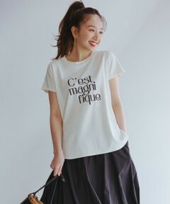 【洗える/汗ジミ防止】BEAUTY FORM ロゴ刺繍フレンチスリーブTシャツ