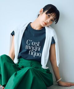 【洗える/汗ジミ防止】BEAUTY FORM ロゴ刺繍フレンチスリーブTシャツ