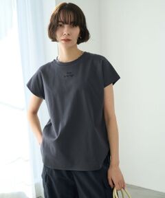 【洗える/汗ジミ防止】BEAUTY FORM ロゴ刺繍フレンチスリーブTシャツ