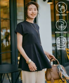 【接触冷感/ストレッチ/シワになりにくい】BEAUTY FORM ペプラムＴシャツ