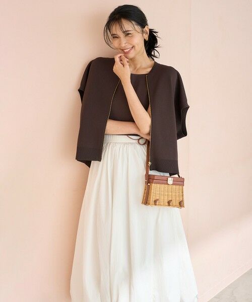 ニット セーター 「接触冷感/UVカット」スゴ機能美ニット スリーブレスブルゾン UNFILO ニット セーター 「接触冷感/UVカット」スゴ機能美ニット