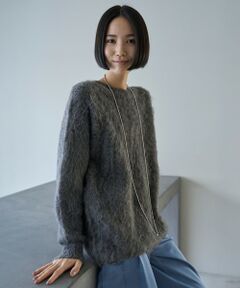 【洗える】アルパカシャギー ロングニット