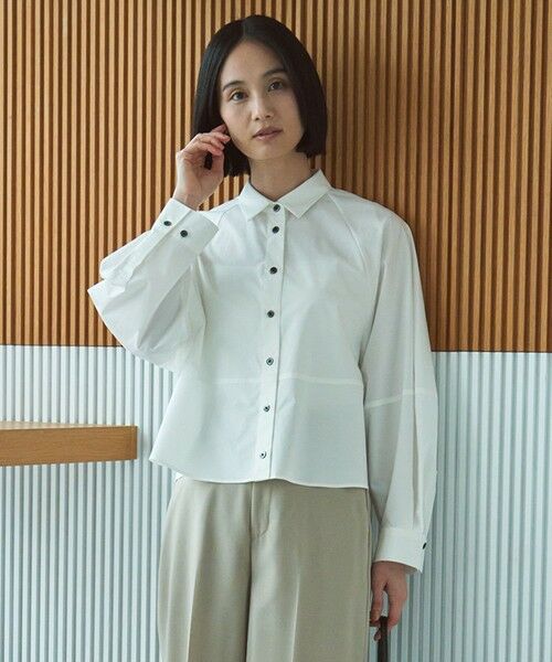 UNFILO/アンフィーロ 【抗菌防臭/洗える】コットンブロード フォルムシャツ オフ S UNFILO/アンフィーロ 【抗菌防臭/洗える】コットンブロード フォルムシャツ オフ S