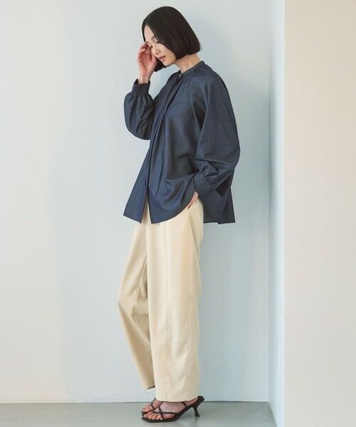 UNFILO / アンフィーロ シャツ・ブラウス | シャンブレーデニム ギャザーブラウス | 詳細1