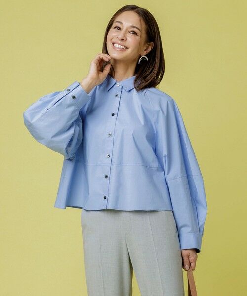 UNFILO/アンフィーロ 【抗菌防臭/洗える】コットンブロード フォルムシャツ ブルー XL UNFILO/アンフィーロ 【抗菌防臭/洗える】コットンブロード フォルムシャツ ブルー XL