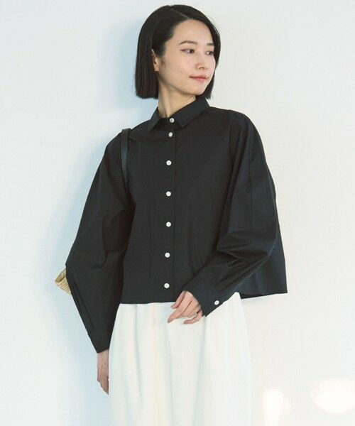 UNFILO/アンフィーロ 【抗菌防臭/洗える】コットンブロード フォルムシャツ ブラック XL UNFILO/アンフィーロ 【抗菌防臭/洗える】コットンブロード フォルムシャツ ブラック XL