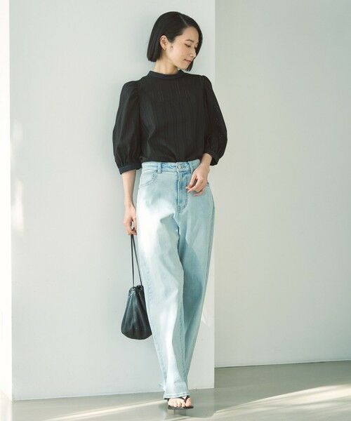 UNFILO / アンフィーロ シャツ・ブラウス | ストライプレース 2WAY パフスリーブブラウス | 詳細6