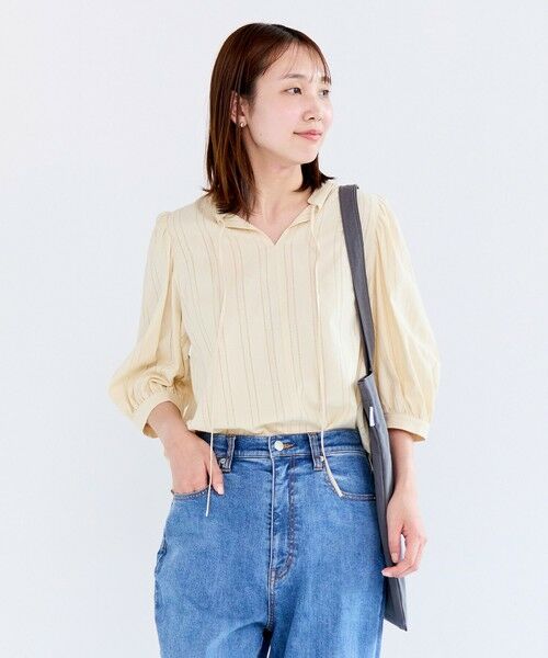 UNFILO / アンフィーロ シャツ・ブラウス | ストライプレース 2WAY パフスリーブブラウス | 詳細11