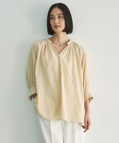 UNFILO / アンフィーロ シャツ・ブラウス | ストライプレース ギャザーブラウス | 詳細3