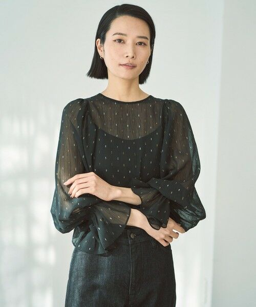 UNFILO / アンフィーロ シャツ・ブラウス | ラメリンクルシフォン ブラウス | 詳細1