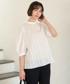 UNFILO / アンフィーロ シャツ・ブラウス | ストライプレース 2WAY パフスリーブブラウス