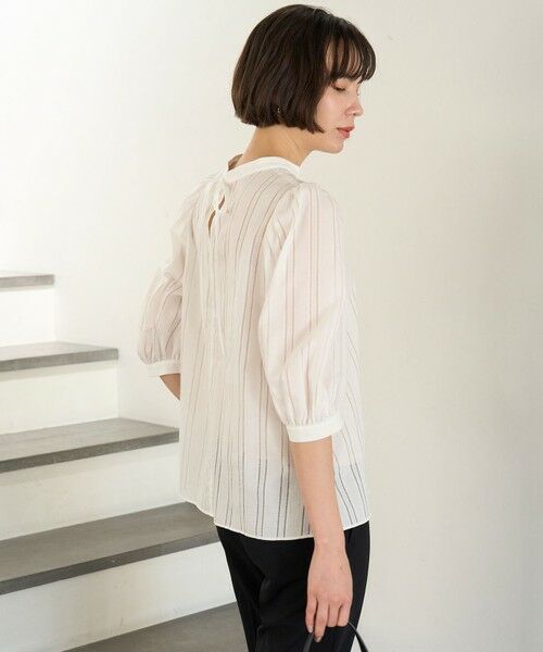 UNFILO / アンフィーロ シャツ・ブラウス | ストライプレース 2WAY パフスリーブブラウス | 詳細1