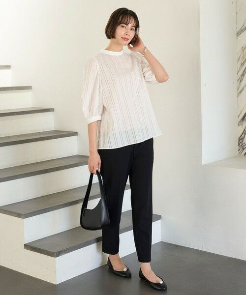 UNFILO / アンフィーロ シャツ・ブラウス | ストライプレース 2WAY パフスリーブブラウス | 詳細3