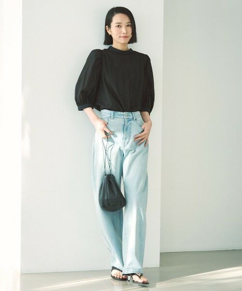 UNFILO / アンフィーロ シャツ・ブラウス | ストライプレース 2WAY パフスリーブブラウス | 詳細13