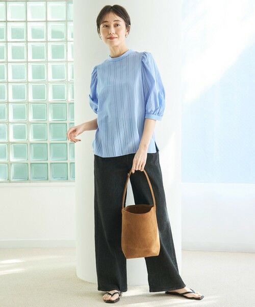 UNFILO / アンフィーロ シャツ・ブラウス | ストライプレース 2WAY パフスリーブブラウス | 詳細16