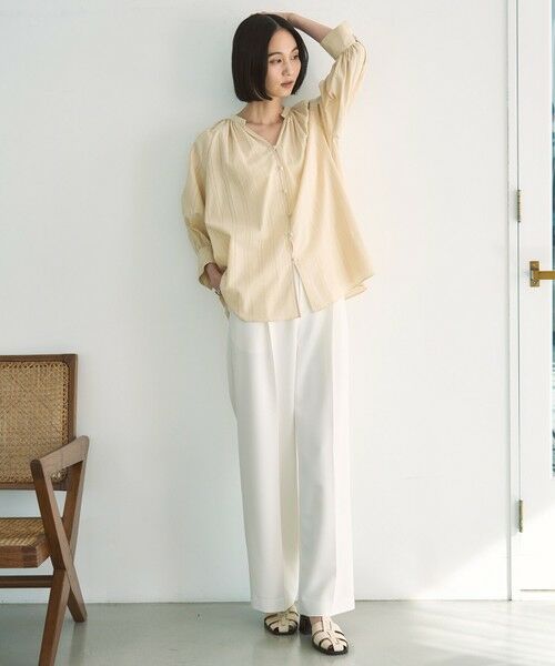 UNFILO / アンフィーロ シャツ・ブラウス | ストライプレース ギャザーブラウス | 詳細5