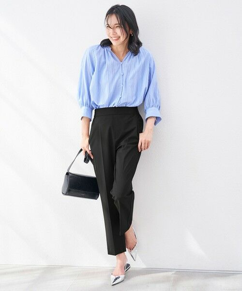 UNFILO / アンフィーロ シャツ・ブラウス | ストライプレース ギャザーブラウス | 詳細12