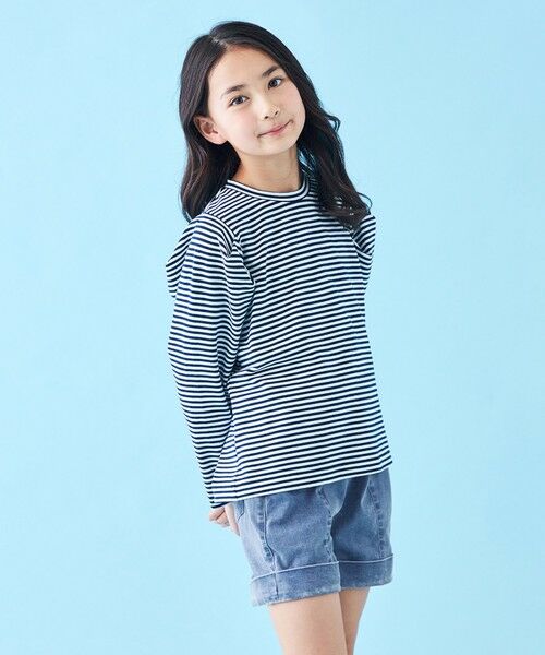 UNFILO/アンフィーロ 【110-150cm】タックスリーブTシャツ ボーダー 140 UNFILO/アンフィーロ 【110-150cm】タックスリーブTシャツ ボーダー 140