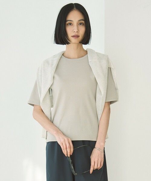 UNFILO/アンフィーロ 【抗菌防臭/UVケア】テレコ ハーフスリーブTシャツ グレージュ L UNFILO/アンフィーロ 【抗菌防臭/UVケア】テレコ ハーフスリーブTシャツ グレージュ L