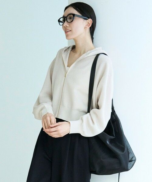 UNFILO/アンフィーロ 【抗菌防臭/UVケア】シアーダンボールニット ZIPフーディ ベージュ M UNFILO/アンフィーロ 【抗菌防臭/UVケア】シアーダンボールニット ZIPフーディ ベージュ M