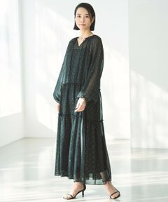 UNFILO / アンフィーロ ロング・マキシ丈ワンピース | ラメリンクルシフォン ワンピース