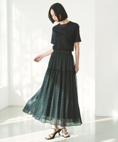 UNFILO / アンフィーロ ミニ・ひざ丈スカート | ラメリンクルシフォン スカート