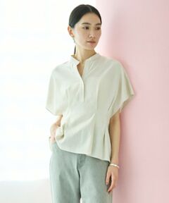 ブラウス シャツ 「洗える」リネンレーヨン タックブラウス レディース セール】【洗える】リネンレーヨン タックブラウス（シャツ