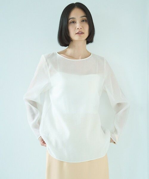 UNFILO / アンフィーロ シャツ・ブラウス | シアー ラウンドテールブラウス | 詳細1