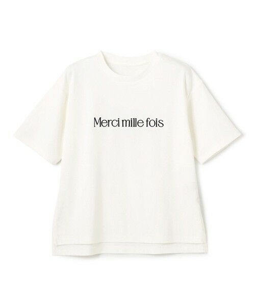 【美品】オフホワイト クロップド ロゴ 半袖カットソー エミ emmi emmi×PlaX(TM) emmiロゴクロップドTシャツ レディース