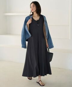 UNFILO / アンフィーロ ロング・マキシ丈ワンピース | ドライタッチフライス フレアワンピース