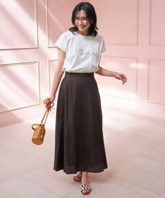 UNFILO / アンフィーロ ミニ・ひざ丈スカート | リネンレーヨン セミフレアスカート
