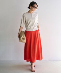 UNFILO / アンフィーロ ミニ・ひざ丈スカート | リネンレーヨン セミフレアスカート