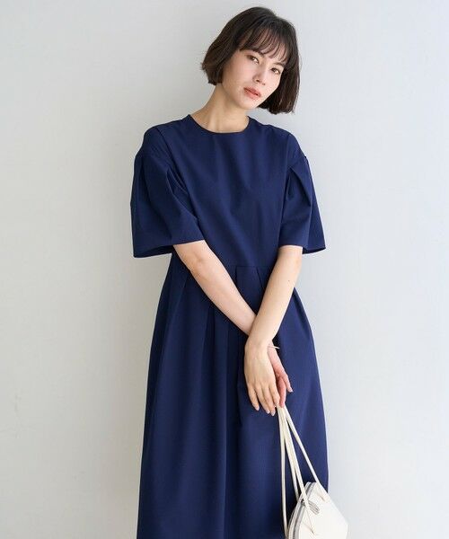 ★M&S Collection リネンリッチエンブロイダー 淑女ワンピ★ セール】 【撥水/UVカット】FINE MOVE SUCKER ワンピース