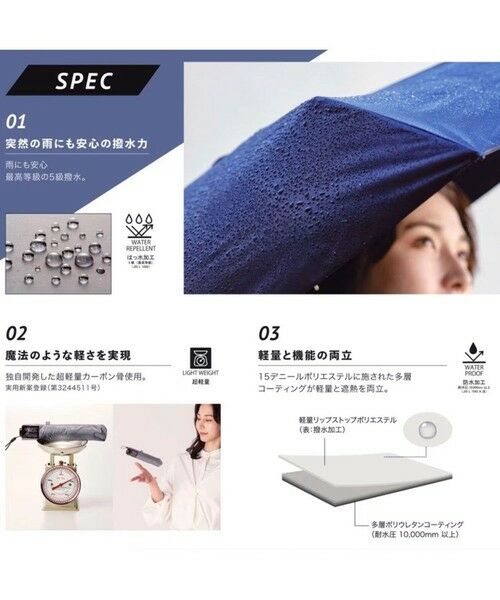 UNFILO / アンフィーロ 傘 | 【マジカルテック×UNFILOコラボ】遮光率100％！ 晴雨兼用 日傘 | 詳細8