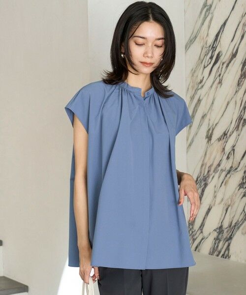 UNFILO/アンフィーロ 【撥水/UVケア】FINE MOVE ギャザーブラウス ダルブルー S UNFILO/アンフィーロ 【撥水/UVケア】FINE MOVE ギャザーブラウス ダルブルー S