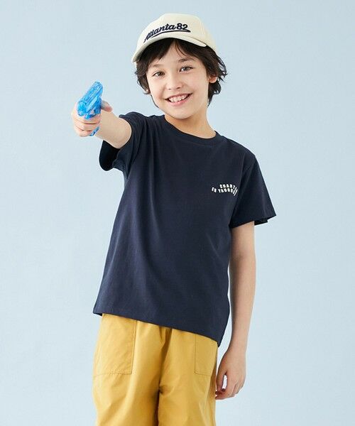 UNFILO/アンフィーロ 【110-150cm】CLEAN Tee(UNISEX) ネイビー[ライトイエローロゴ2] 140