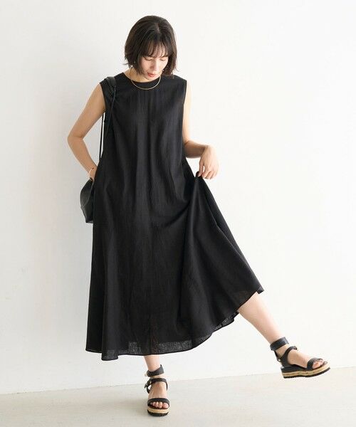 UNFILO / アンフィーロ ロング・マキシ丈ワンピース | リネンレーヨン ノースリーブワンピース | 詳細10