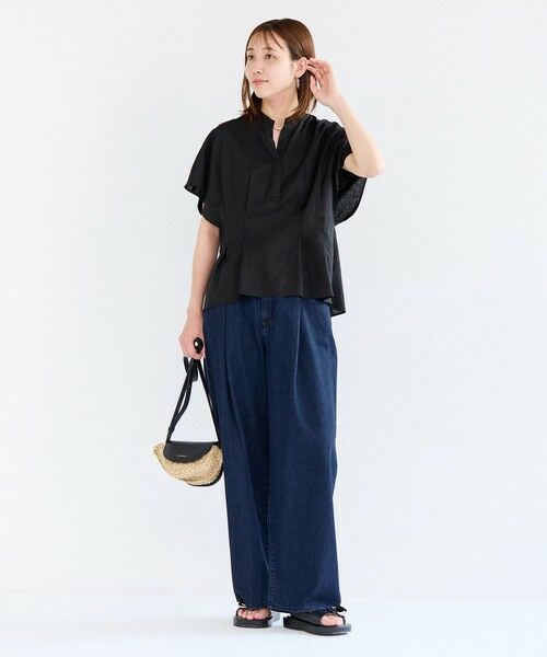 新品　アンフィーロ　デニムライト　タックワイドパンツ　インディゴ　Mサイズ UVカット/遮熱】UNFILO DENIM LIGHT タックワイドパンツ