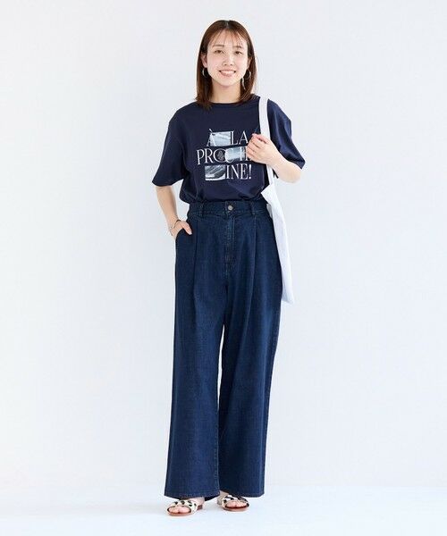 新品　アンフィーロ　デニムライト　タックワイドパンツ　インディゴ　Mサイズ UVカット/遮熱】UNFILO DENIM LIGHT タックワイドパンツ
