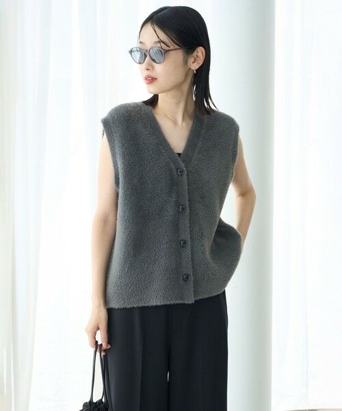 UNFILO / アンフィーロ ベスト | ナイロンシャギー カーディガン ベスト | 詳細4