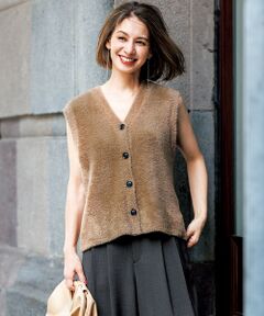 UNFILO / アンフィーロ ベスト | ナイロンシャギー カーディガン ベスト