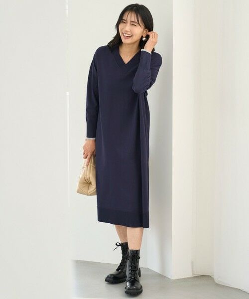 UNFILO / アンフィーロ ミニ丈・ひざ丈ワンピース | 【野呂佳代さん着用】マイビューティニット Ｖネックワンピース | 詳細9