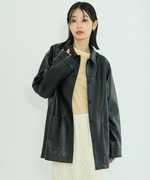 セール】 【洗える】フェイクレザー ジャケット （その他アウター