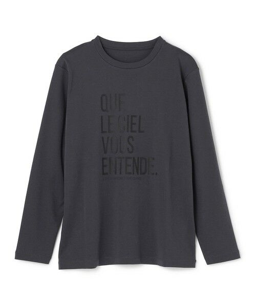 UNFILO/アンフィーロ 【洗える/抗菌防臭】コットンスムース グラフィック ロンＴ チャコール(ロゴ) L