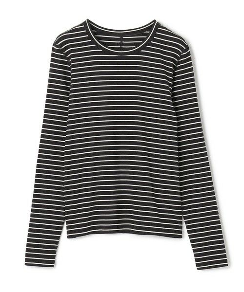 UNFILO/アンフィーロ 【抗菌防臭/洗える】コットンカシミヤ クルーネックカットソー ボーダー(ブラック×エクリュ) S UNFILO/アンフィーロ 【抗菌防臭/洗える】コットンカシミヤ クルーネックカットソー ボーダー(ブラック×エクリュ) S