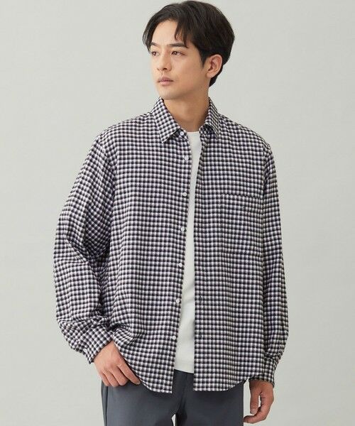 UNFILO/アンフィーロ 【男女兼用/洗える】クリーンチェック ネルシャツ ブラックチェック S