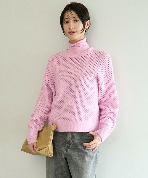 UNFILO / アンフィーロ ニット・セーター | 【野呂佳代さん着用】ふわふわニット メッシュプルオーバー(ピンク)
